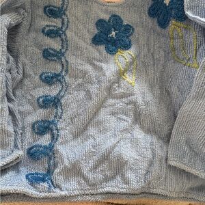 Blue Floral Chenille pullover top